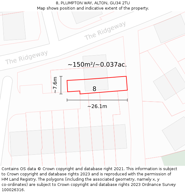8, PLUMPTON WAY, ALTON, GU34 2TU: Plot and title map