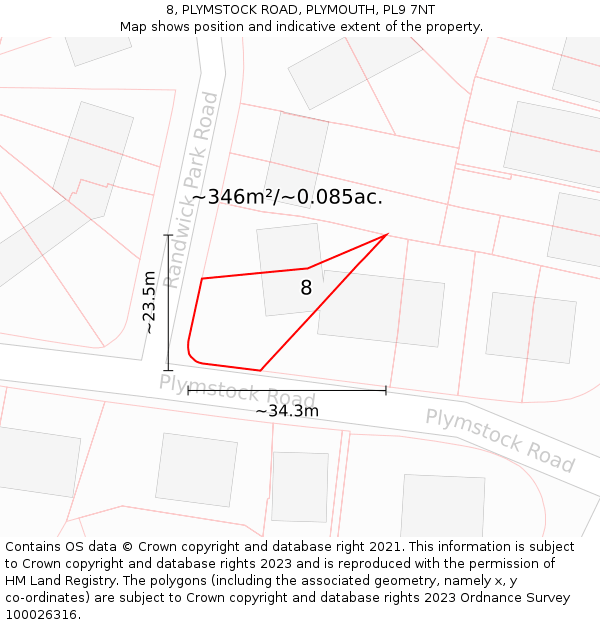 8, PLYMSTOCK ROAD, PLYMOUTH, PL9 7NT: Plot and title map