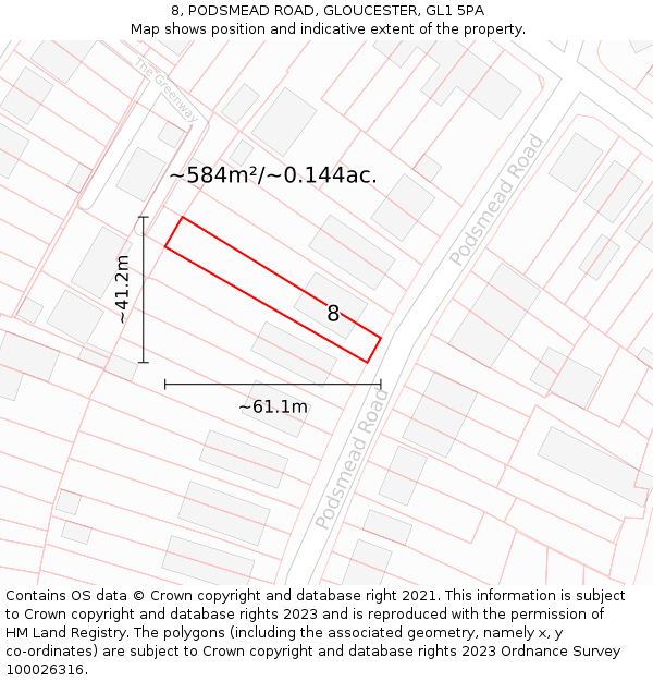 8, PODSMEAD ROAD, GLOUCESTER, GL1 5PA: Plot and title map