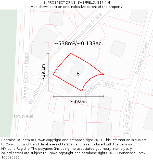 8, PROSPECT DRIVE, SHEFFIELD, S17 4JH: Plot and title map