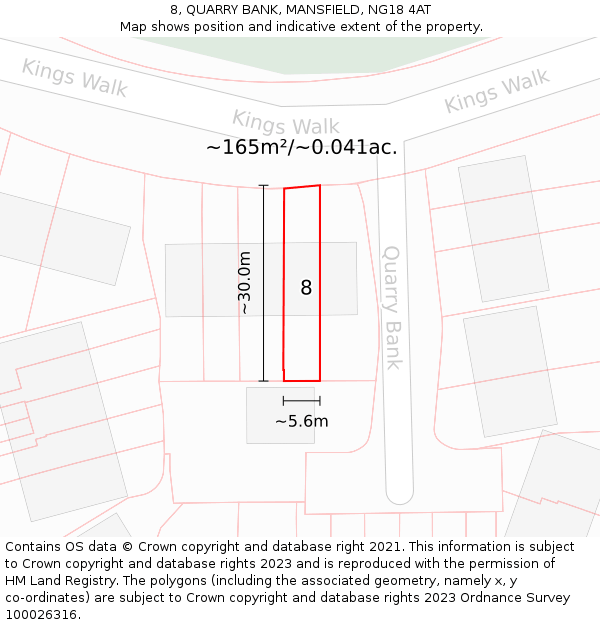 8, QUARRY BANK, MANSFIELD, NG18 4AT: Plot and title map
