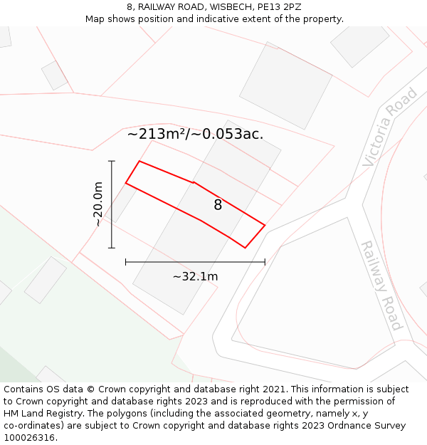 8, RAILWAY ROAD, WISBECH, PE13 2PZ: Plot and title map