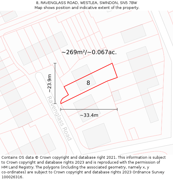 8, RAVENGLASS ROAD, WESTLEA, SWINDON, SN5 7BW: Plot and title map