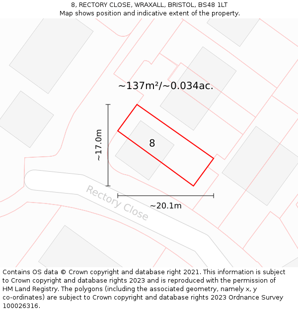 8, RECTORY CLOSE, WRAXALL, BRISTOL, BS48 1LT: Plot and title map