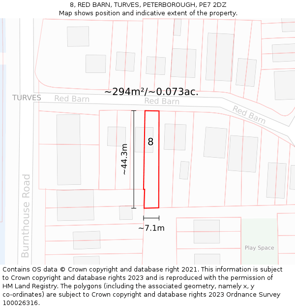 8, RED BARN, TURVES, PETERBOROUGH, PE7 2DZ: Plot and title map