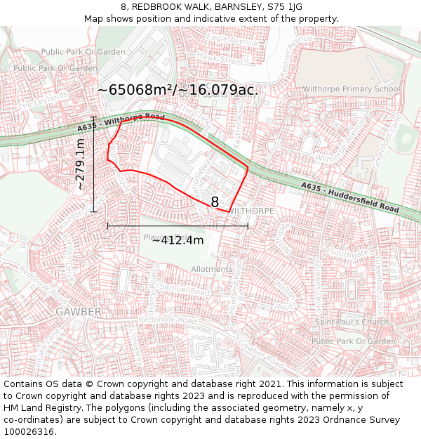 8, REDBROOK WALK, BARNSLEY, S75 1JG: Plot and title map