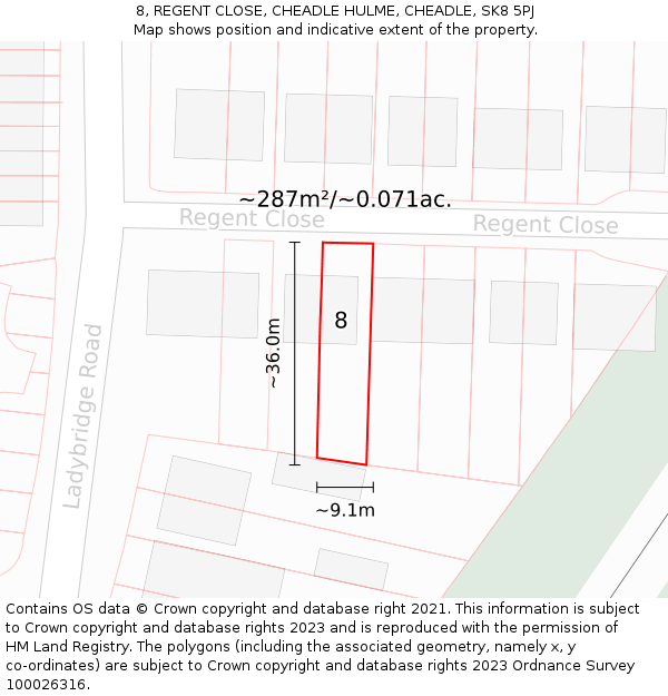 8, REGENT CLOSE, CHEADLE HULME, CHEADLE, SK8 5PJ: Plot and title map