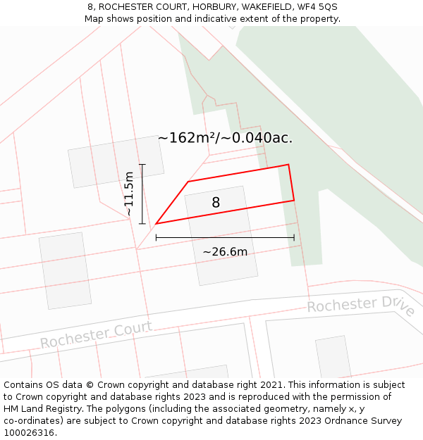 8, ROCHESTER COURT, HORBURY, WAKEFIELD, WF4 5QS: Plot and title map