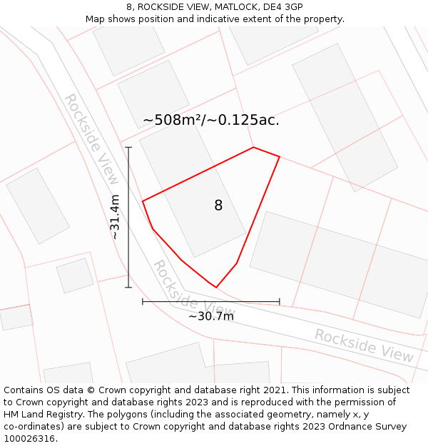 8, ROCKSIDE VIEW, MATLOCK, DE4 3GP: Plot and title map