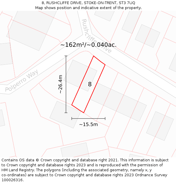 8, RUSHCLIFFE DRIVE, STOKE-ON-TRENT, ST3 7UQ: Plot and title map