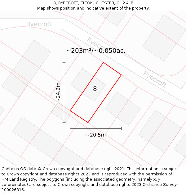 8, RYECROFT, ELTON, CHESTER, CH2 4LR: Plot and title map