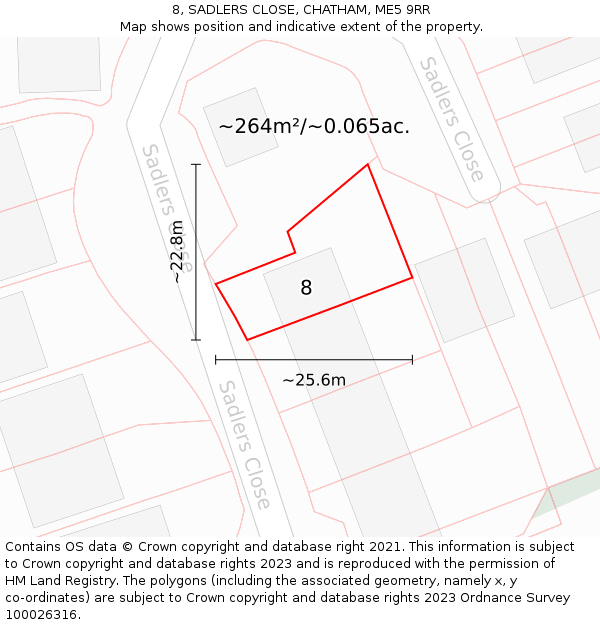 8, SADLERS CLOSE, CHATHAM, ME5 9RR: Plot and title map