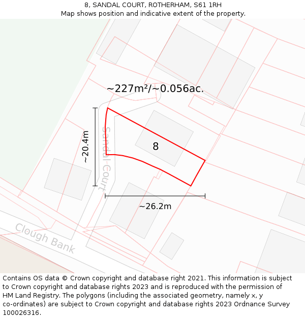 8, SANDAL COURT, ROTHERHAM, S61 1RH: Plot and title map