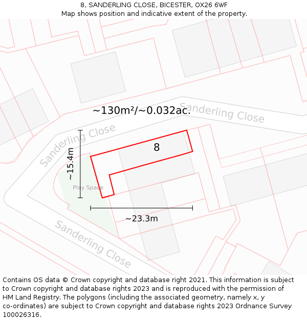 8, SANDERLING CLOSE, BICESTER, OX26 6WF: Plot and title map