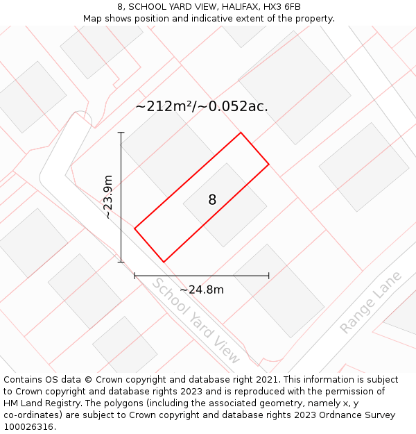 8, SCHOOL YARD VIEW, HALIFAX, HX3 6FB: Plot and title map