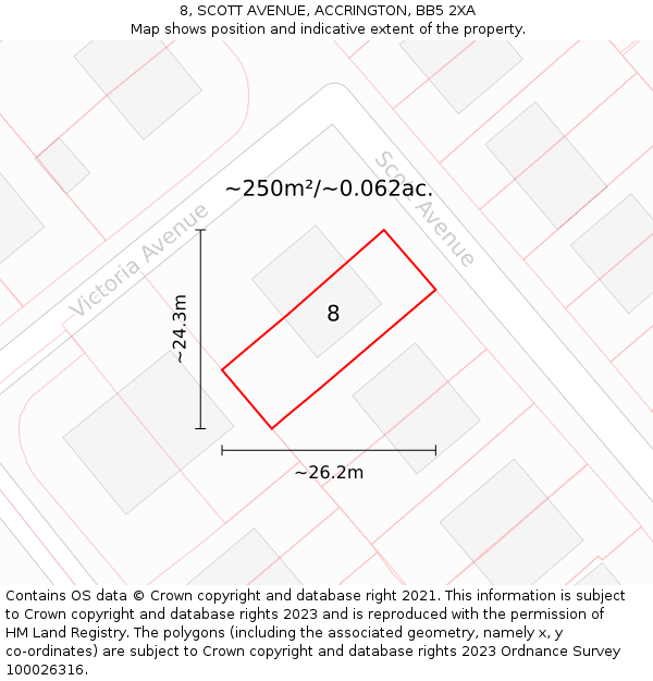 8, SCOTT AVENUE, ACCRINGTON, BB5 2XA: Plot and title map