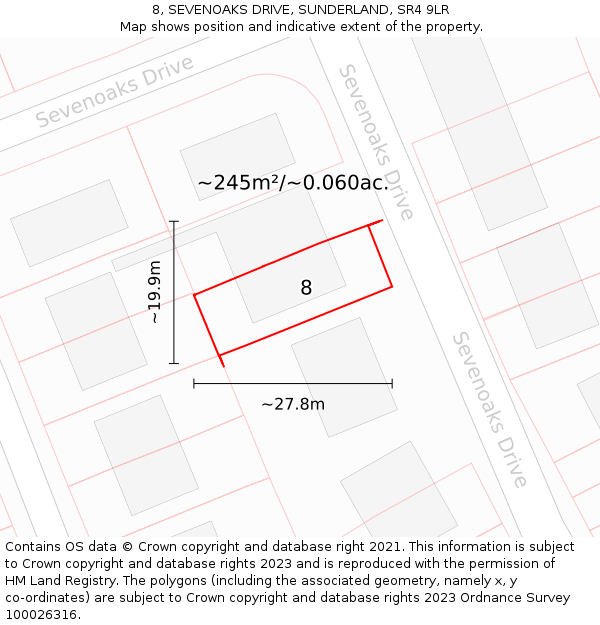 8, SEVENOAKS DRIVE, SUNDERLAND, SR4 9LR: Plot and title map