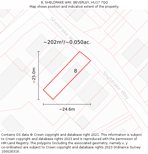 8, SHELDRAKE WAY, BEVERLEY, HU17 7QQ: Plot and title map
