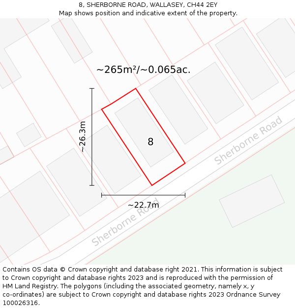 8, SHERBORNE ROAD, WALLASEY, CH44 2EY: Plot and title map