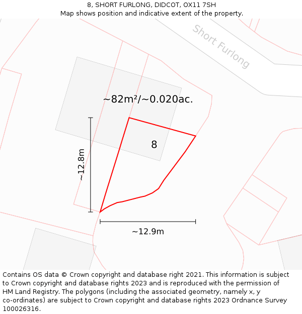 8, SHORT FURLONG, DIDCOT, OX11 7SH: Plot and title map