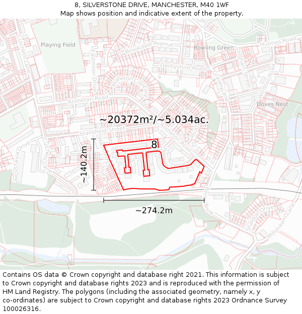 8, SILVERSTONE DRIVE, MANCHESTER, M40 1WF: Plot and title map