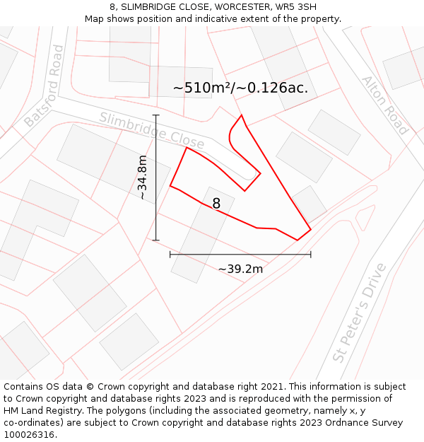 8, SLIMBRIDGE CLOSE, WORCESTER, WR5 3SH: Plot and title map