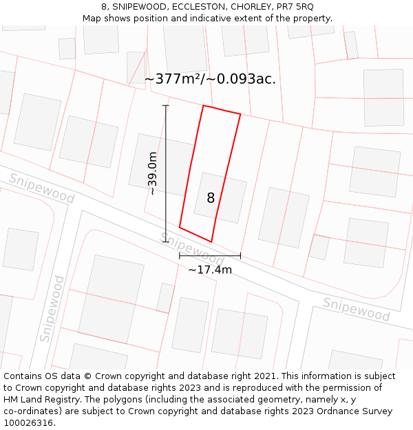 8, SNIPEWOOD, ECCLESTON, CHORLEY, PR7 5RQ: Plot and title map