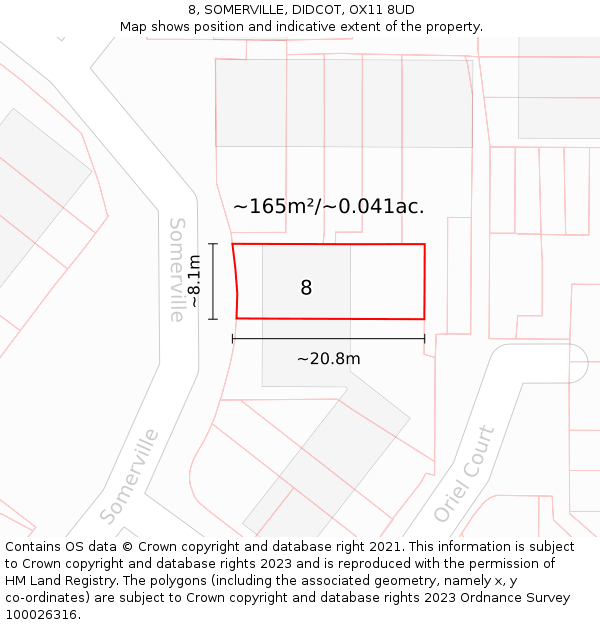 8, SOMERVILLE, DIDCOT, OX11 8UD: Plot and title map