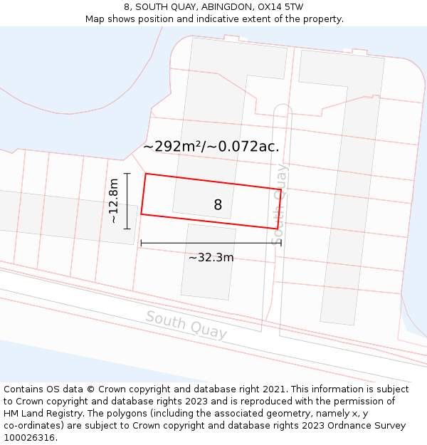 8, SOUTH QUAY, ABINGDON, OX14 5TW: Plot and title map