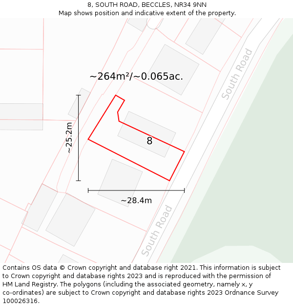 8, SOUTH ROAD, BECCLES, NR34 9NN: Plot and title map