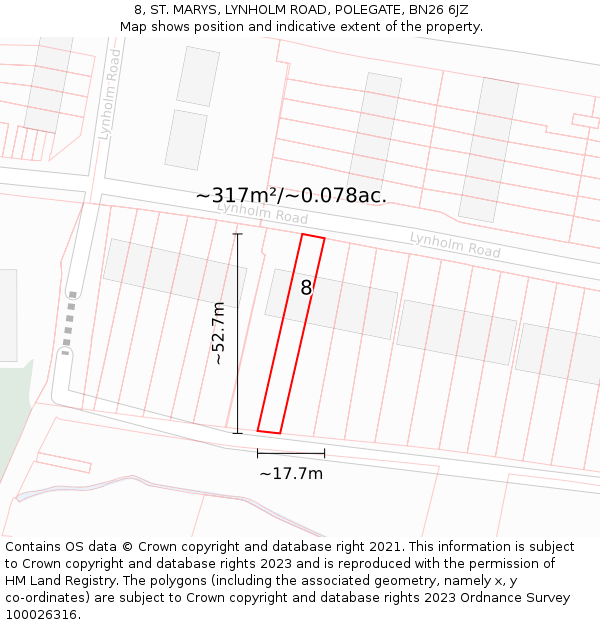 8, ST. MARYS, LYNHOLM ROAD, POLEGATE, BN26 6JZ: Plot and title map