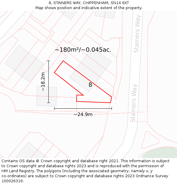 8, STAINERS WAY, CHIPPENHAM, SN14 6XT: Plot and title map