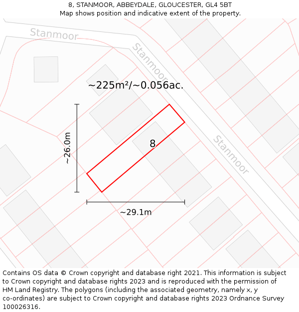 8, STANMOOR, ABBEYDALE, GLOUCESTER, GL4 5BT: Plot and title map