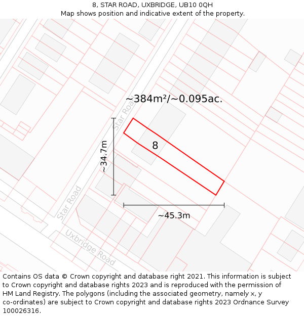 8, STAR ROAD, UXBRIDGE, UB10 0QH: Plot and title map