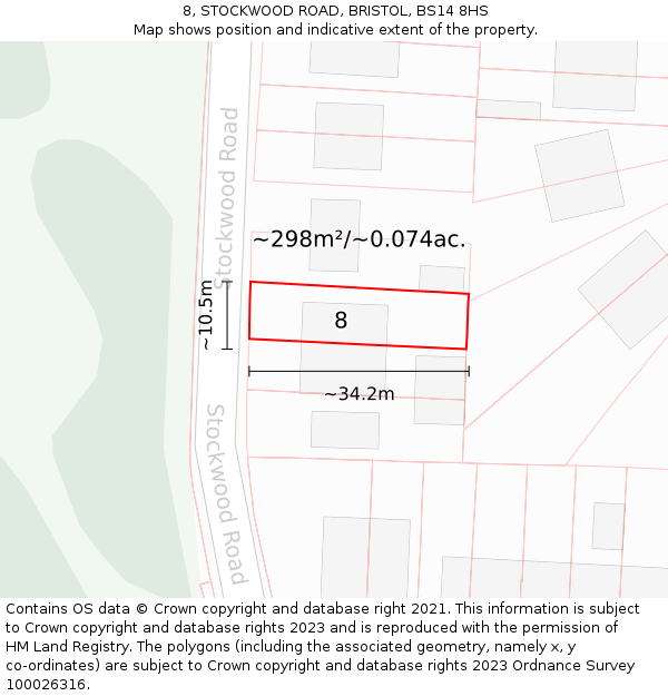 8, STOCKWOOD ROAD, BRISTOL, BS14 8HS: Plot and title map