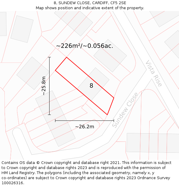 8, SUNDEW CLOSE, CARDIFF, CF5 2SE: Plot and title map