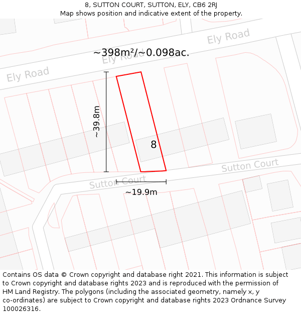8, SUTTON COURT, SUTTON, ELY, CB6 2RJ: Plot and title map