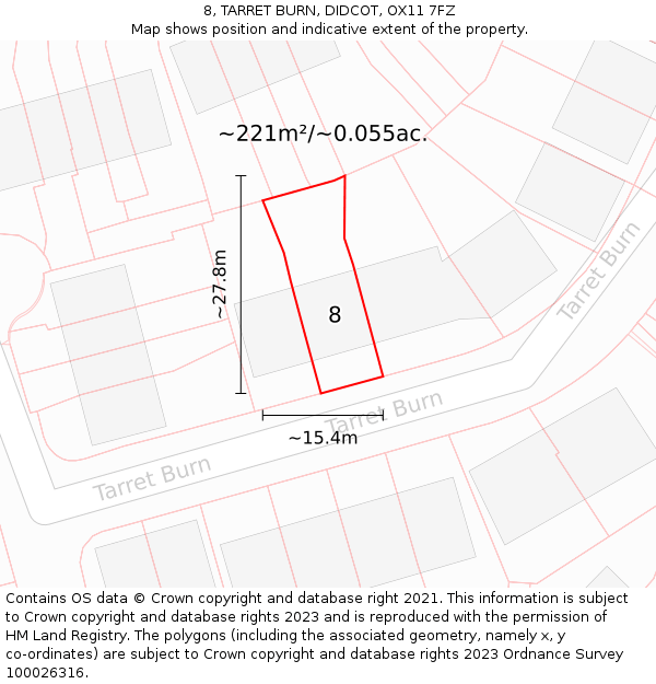 8, TARRET BURN, DIDCOT, OX11 7FZ: Plot and title map
