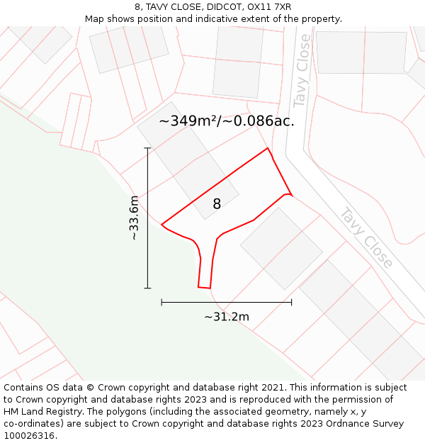 8, TAVY CLOSE, DIDCOT, OX11 7XR: Plot and title map