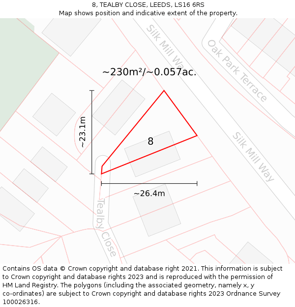 8, TEALBY CLOSE, LEEDS, LS16 6RS: Plot and title map