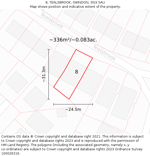8, TEALSBROOK, SWINDON, SN3 5AU: Plot and title map