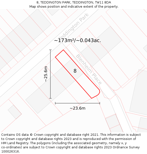 8, TEDDINGTON PARK, TEDDINGTON, TW11 8DA: Plot and title map