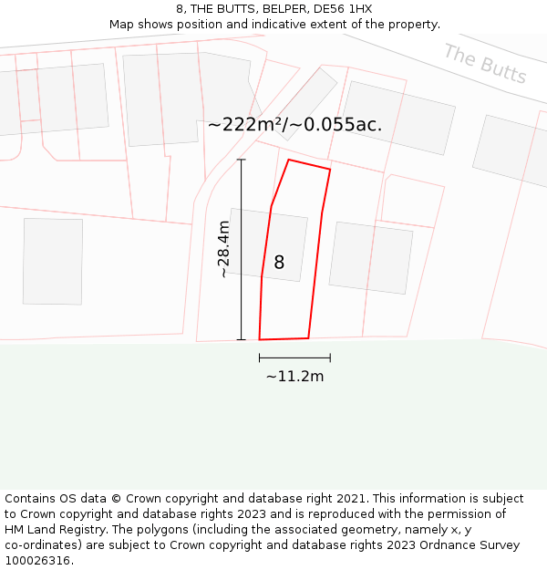 8, THE BUTTS, BELPER, DE56 1HX: Plot and title map