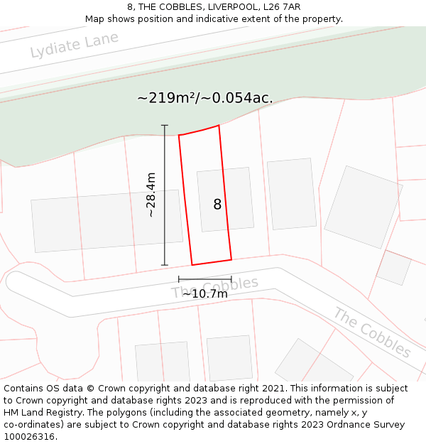 8, THE COBBLES, LIVERPOOL, L26 7AR: Plot and title map