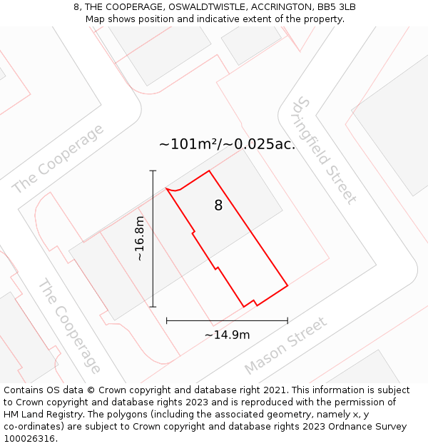 8, THE COOPERAGE, OSWALDTWISTLE, ACCRINGTON, BB5 3LB: Plot and title map