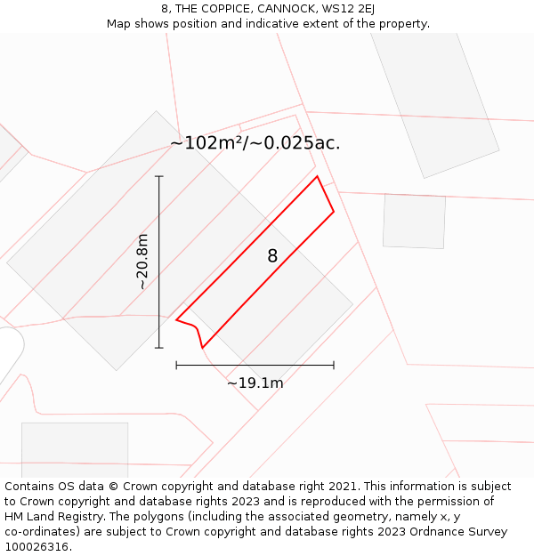 8, THE COPPICE, CANNOCK, WS12 2EJ: Plot and title map