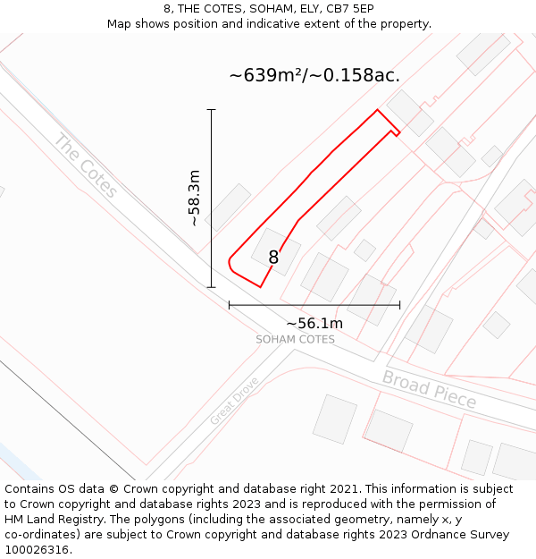 8, THE COTES, SOHAM, ELY, CB7 5EP: Plot and title map