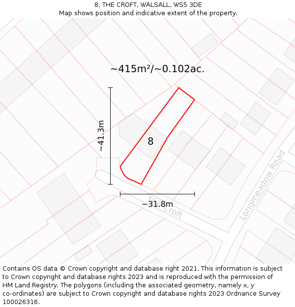 8, THE CROFT, WALSALL, WS5 3DE: Plot and title map