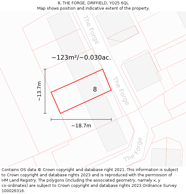8, THE FORGE, DRIFFIELD, YO25 6QL: Plot and title map