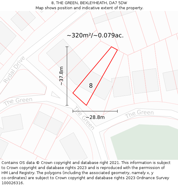 8, THE GREEN, BEXLEYHEATH, DA7 5DW: Plot and title map